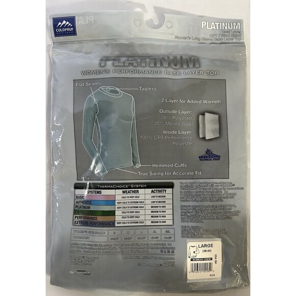 Coldpruf PLATINUM Women's Performance Dual Base Layer Long Sleeve Top Black Sz L - Picture 2 of 2